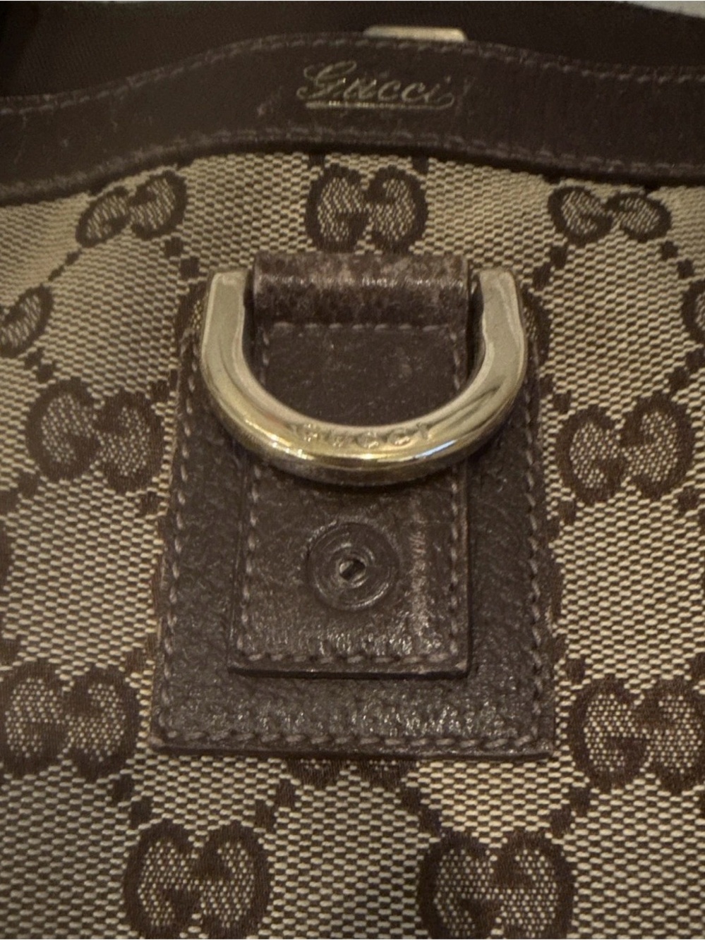 Gucci Beige Brown GG Canvas Tote with Leather Trim - Picture 2 of 11